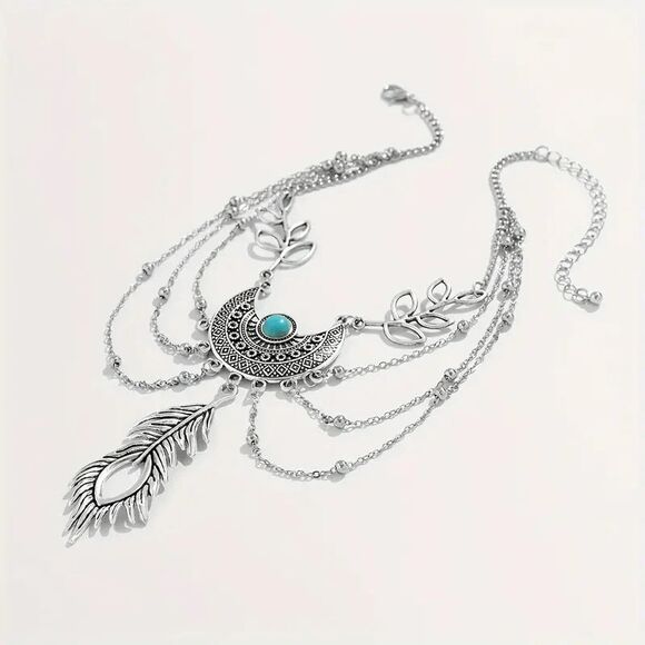 Wicked Silk Turquoise Silver Native Inspired Festival Armlet - Picture 3 of 5